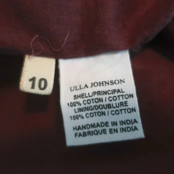 Ulla Johnson Midi Dress Loretta Dark Rose Indian Floral Print Cotton Size 10 - Picture 7 of 8